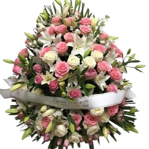 Souvenirfleuri.fr-Pyramide roses blanches et roses