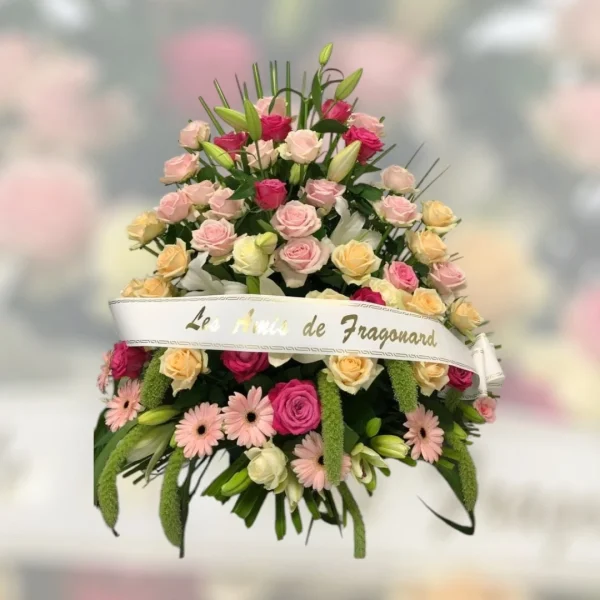 Pyramide roses ivoires, roses et fushia